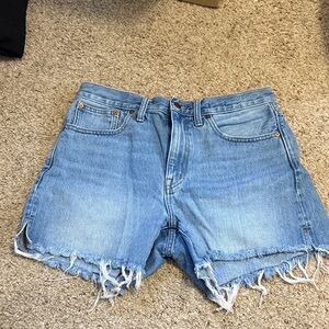 Madewell Light Blue Jean Shorts with Frayed Hem